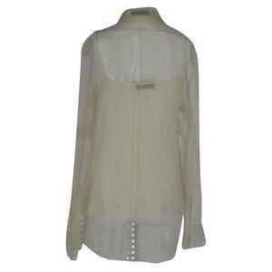 Christian Dior Mesh See Through Button Up Blouse in Ivory Silk